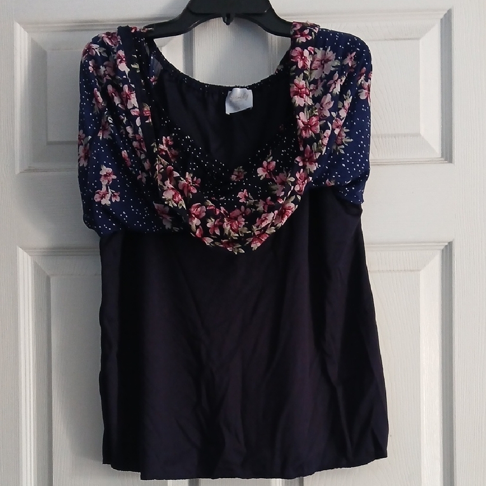 Siren Lily Navy Floral Blouse - Picture 3 of 11